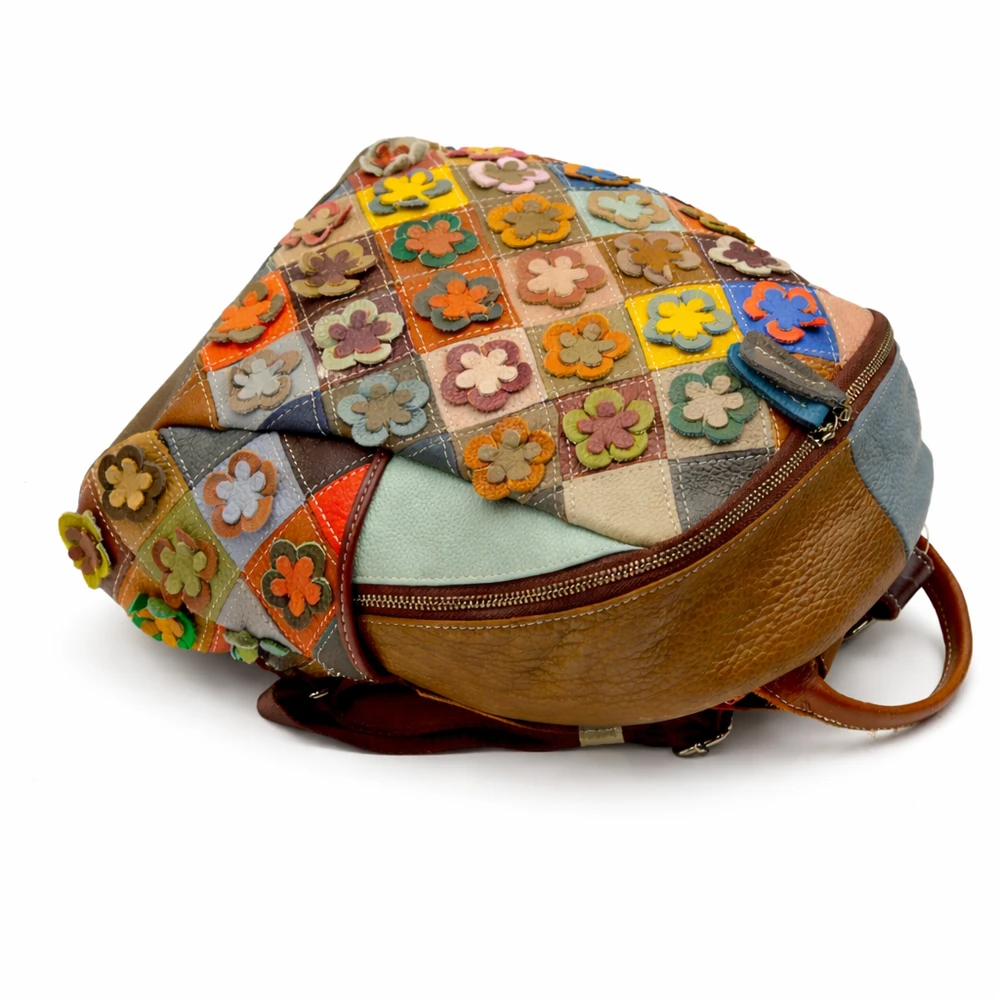 Magic Bags damski kolorowy plecak miejski skóra naturalna duży mozaika