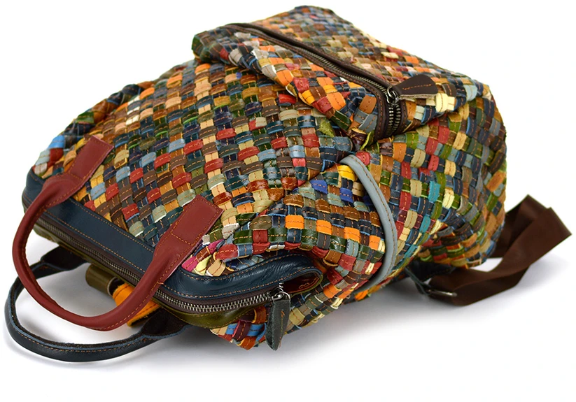 Magic Bags duży plecak damski skórzany kieszenie kolorowa mozaika duży
