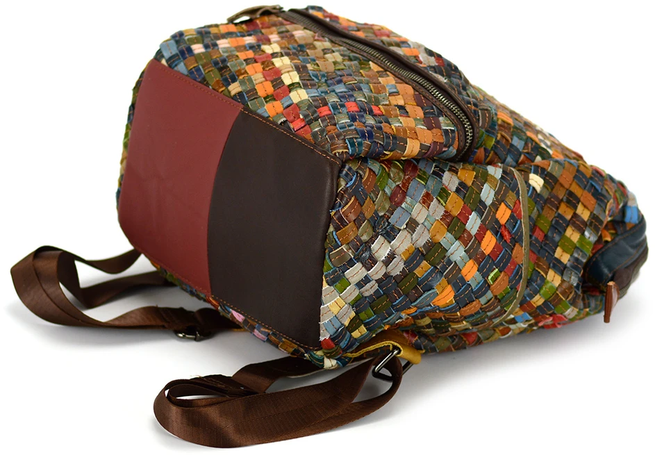 Magic Bags duży plecak damski skórzany kieszenie kolorowa mozaika duży