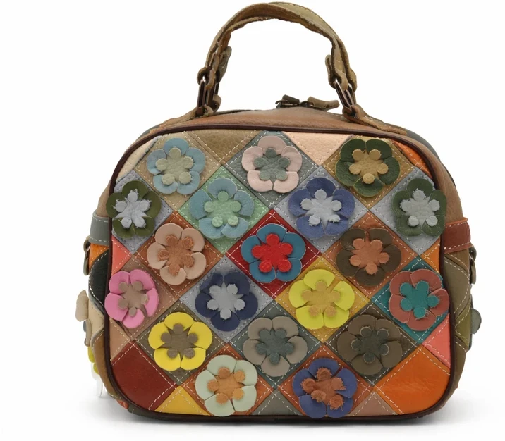 Magic Bags moteriška mažoji odinė rankinė spalvota mozaika su kišene