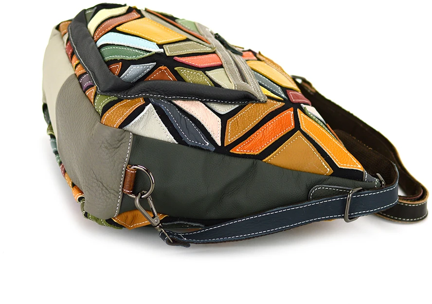 Magic Bags listonoszka damska skórzana torebka na ramię kolorowa mozaika