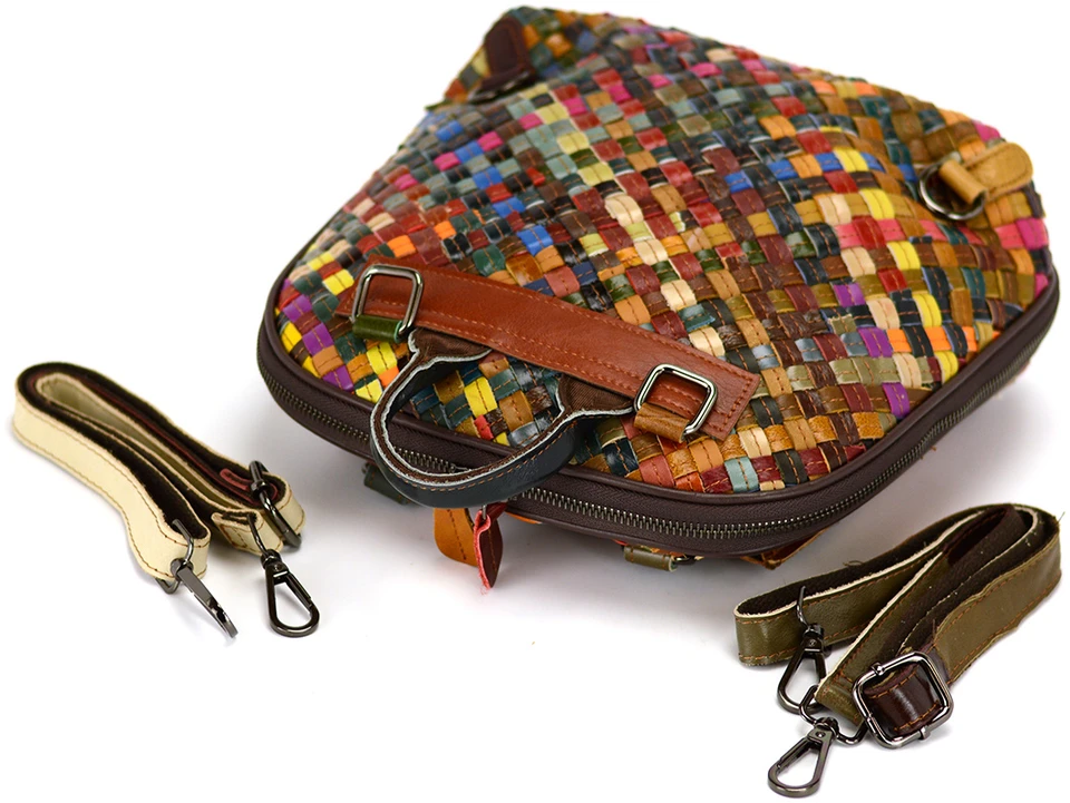 Magic Bags plecak damski duży skóra naturalna kolorowa mozaika miejski