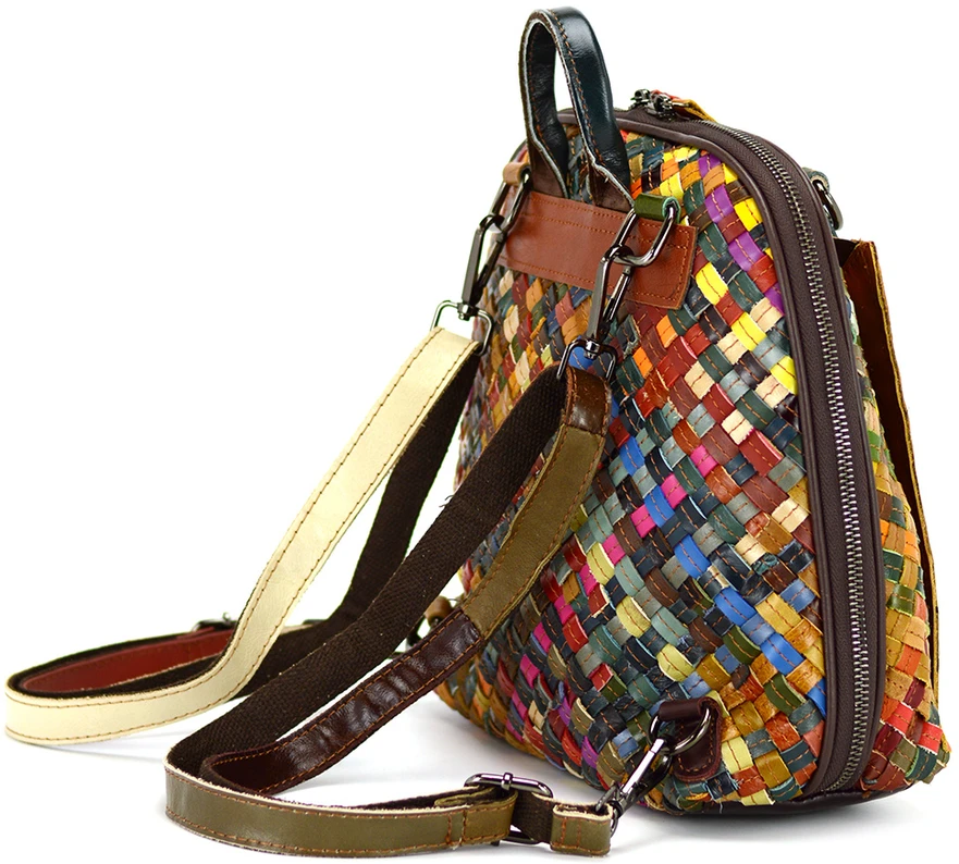 Magic Bags plecak damski duży skóra naturalna kolorowa mozaika miejski