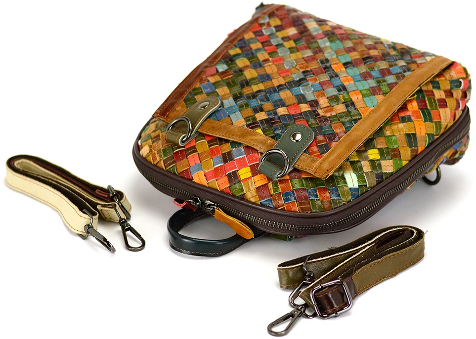 Magic Bags plecak damski duży skóra naturalna kolorowa mozaika miejski