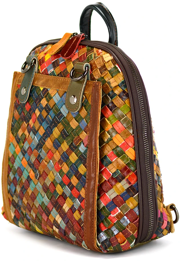 Magic Bags plecak damski duży skóra naturalna kolorowa mozaika miejski
