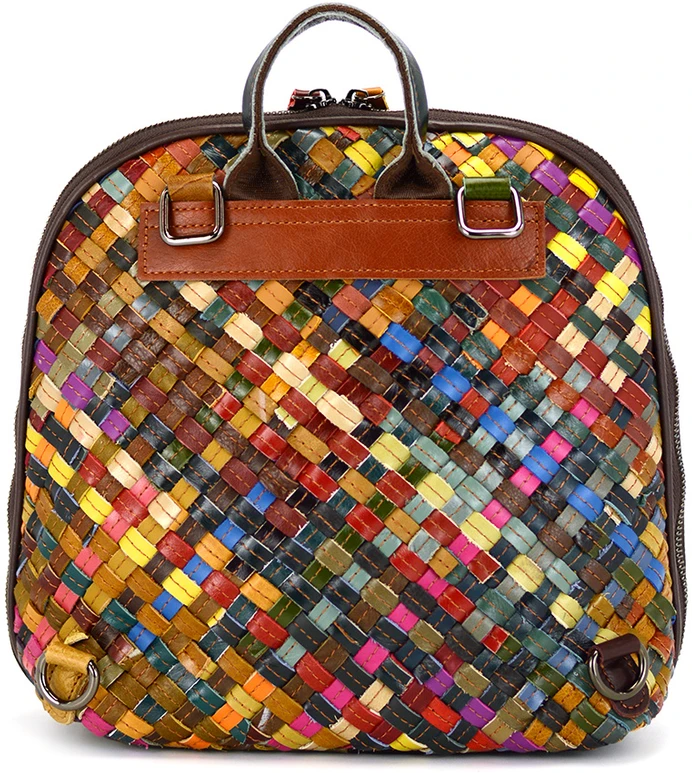 Magic Bags plecak damski duży skóra naturalna kolorowa mozaika miejski