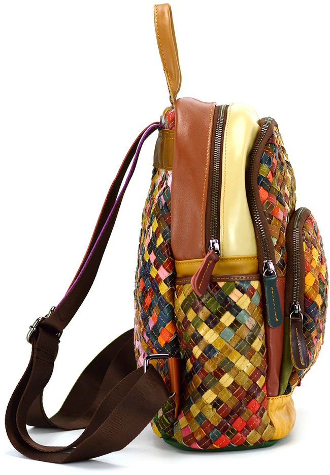 Magic Bags plecak damski skóra naturalna kolorowa mozaika miejski suwak
