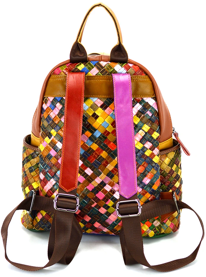Magic Bags plecak damski skóra naturalna kolorowa mozaika miejski suwak