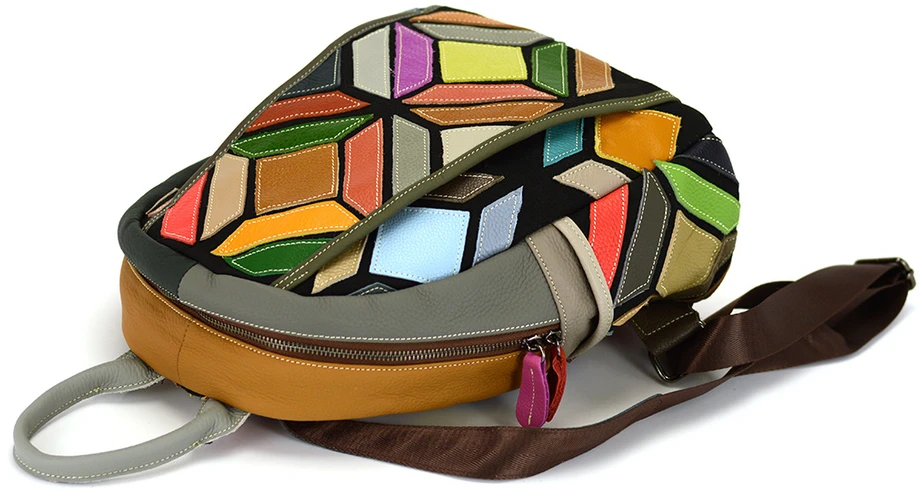 Magic Bags plecak damski skóra naturalna kolorowa mozaika miejski suwak