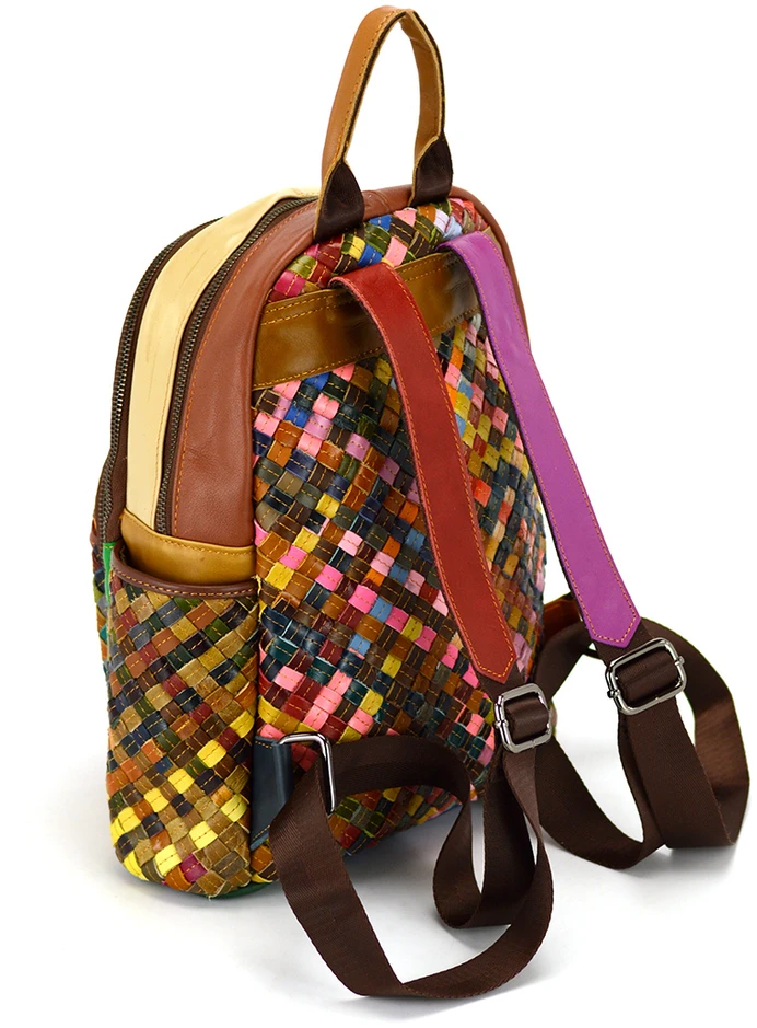 Magic Bags plecak damski skóra naturalna kolorowa mozaika miejski suwak