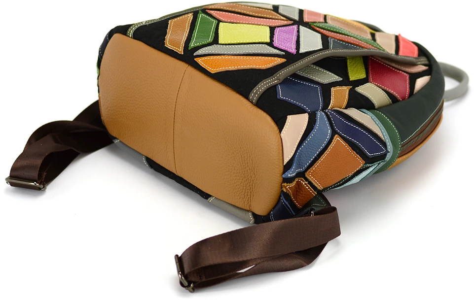 Magic Bags plecak damski skóra naturalna kolorowa mozaika miejski suwak