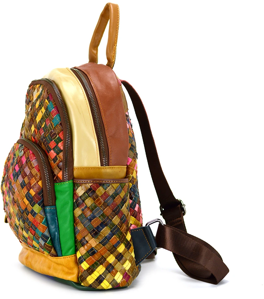 Magic Bags plecak damski skóra naturalna kolorowa mozaika miejski suwak