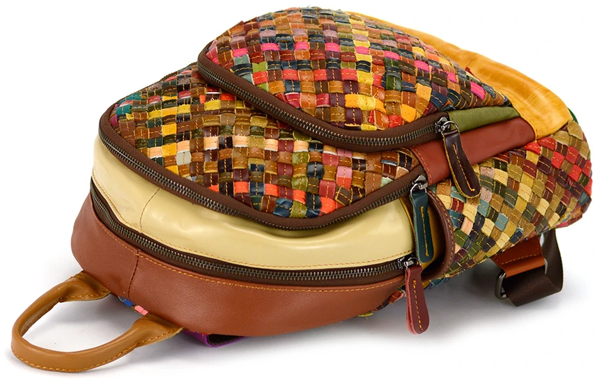 Magic Bags plecak damski skóra naturalna kolorowa mozaika miejski suwak
