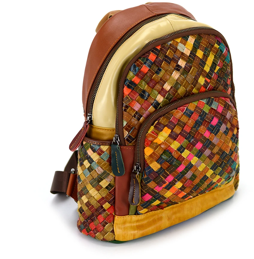 Magic Bags plecak damski skóra naturalna kolorowa mozaika miejski suwak