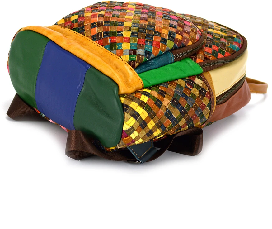Magic Bags plecak damski skóra naturalna kolorowa mozaika miejski suwak