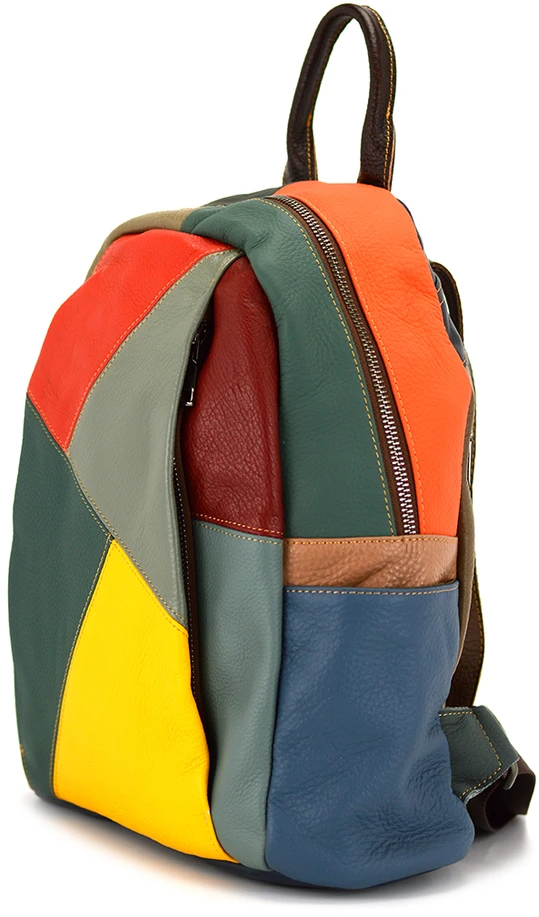 Magic Bags plecak damski skóra naturalna kolorowa mozaika miejski suwak