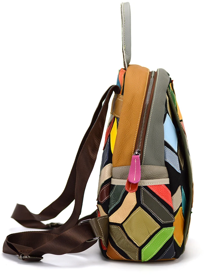 Magic Bags plecak damski skóra naturalna kolorowa mozaika miejski suwak
