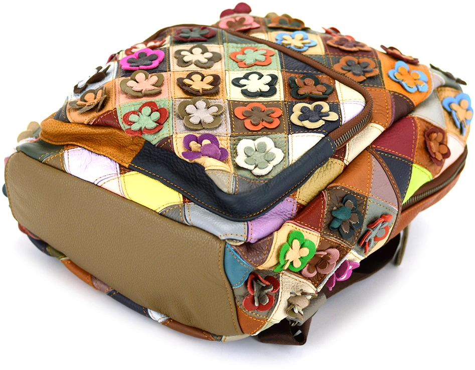 Magic Bags plecak skóra naturalna kolorowa mozaika damski miejski kieszenie