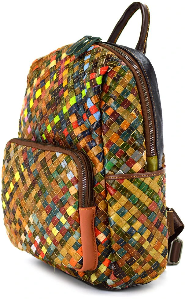 Magic Bags plecak skóra naturalna kolorowa mozaika damski miejski kieszenie