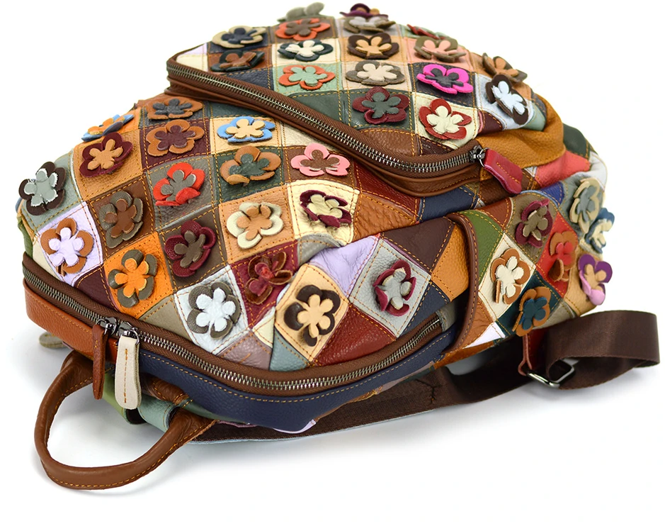 Magic Bags plecak skóra naturalna kolorowa mozaika damski miejski kieszenie