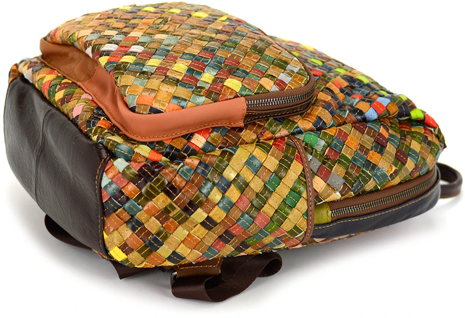 Magic Bags plecak skóra naturalna kolorowa mozaika damski miejski kieszenie