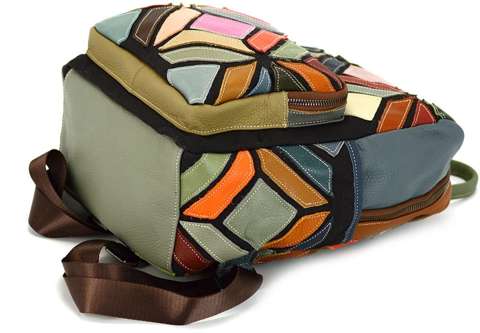 Magic Bags plecak skóra naturalna kolorowa mozaika damski miejski kieszenie