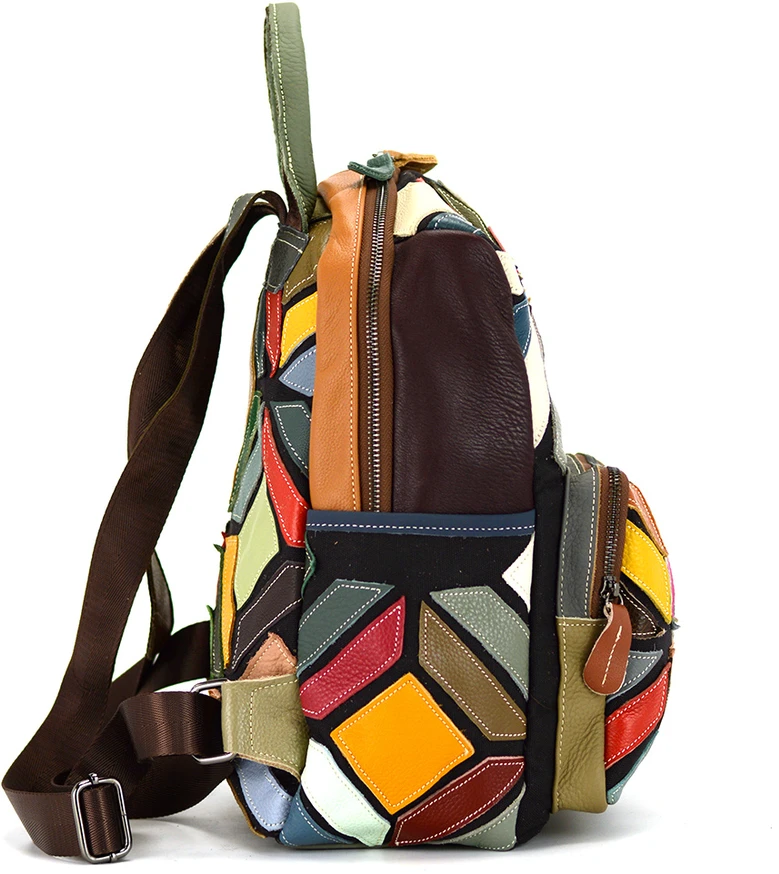 Magic Bags plecak skóra naturalna kolorowa mozaika damski miejski kieszenie
