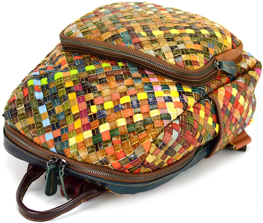 Magic Bags plecak skóra naturalna kolorowa mozaika damski miejski kieszenie