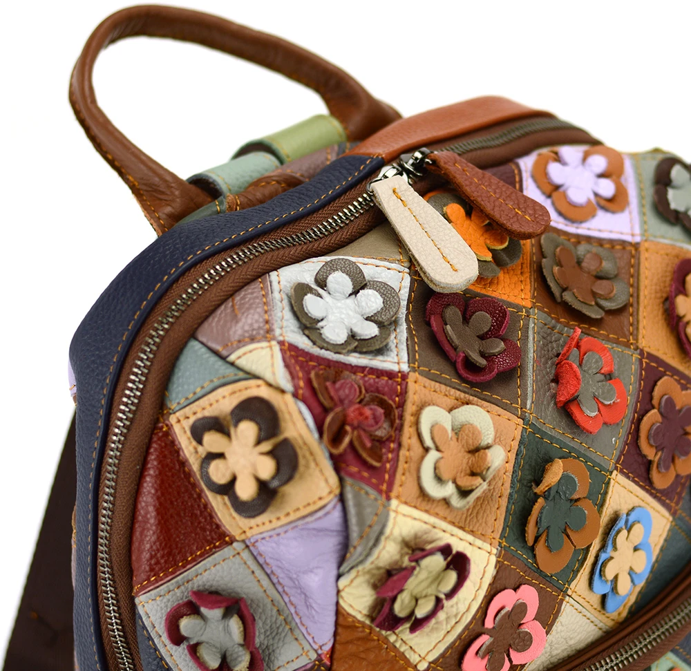 Magic Bags plecak skóra naturalna kolorowa mozaika damski miejski kieszenie