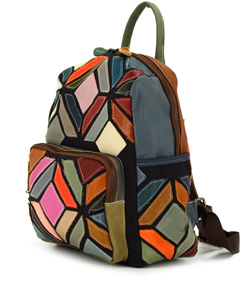 Magic Bags plecak skóra naturalna kolorowa mozaika damski miejski kieszenie