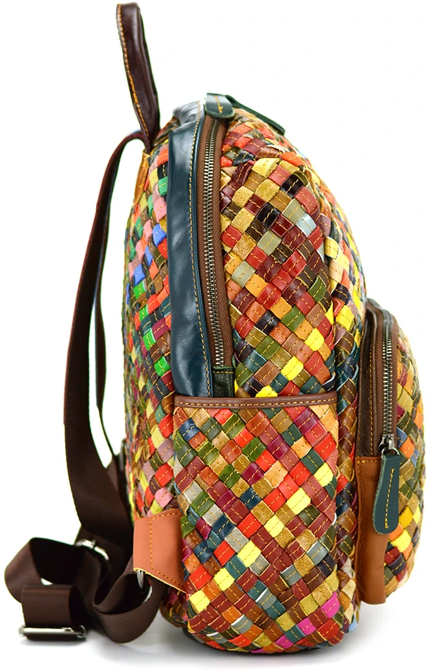 Magic Bags plecak skóra naturalna kolorowa mozaika damski miejski kieszenie