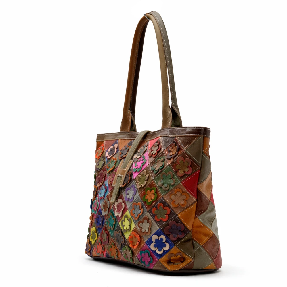 Magic Bags shopperbag damska skóra naturalna A4 kolorowa mozaika 2 skyriai