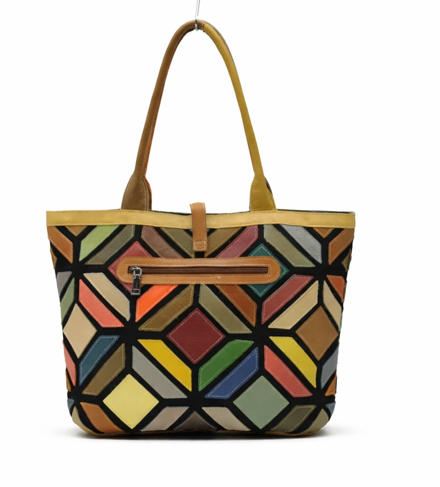 Magic Bags shopperbag damska skóra naturalna A4 kolorowa mozaika 2 skyriai