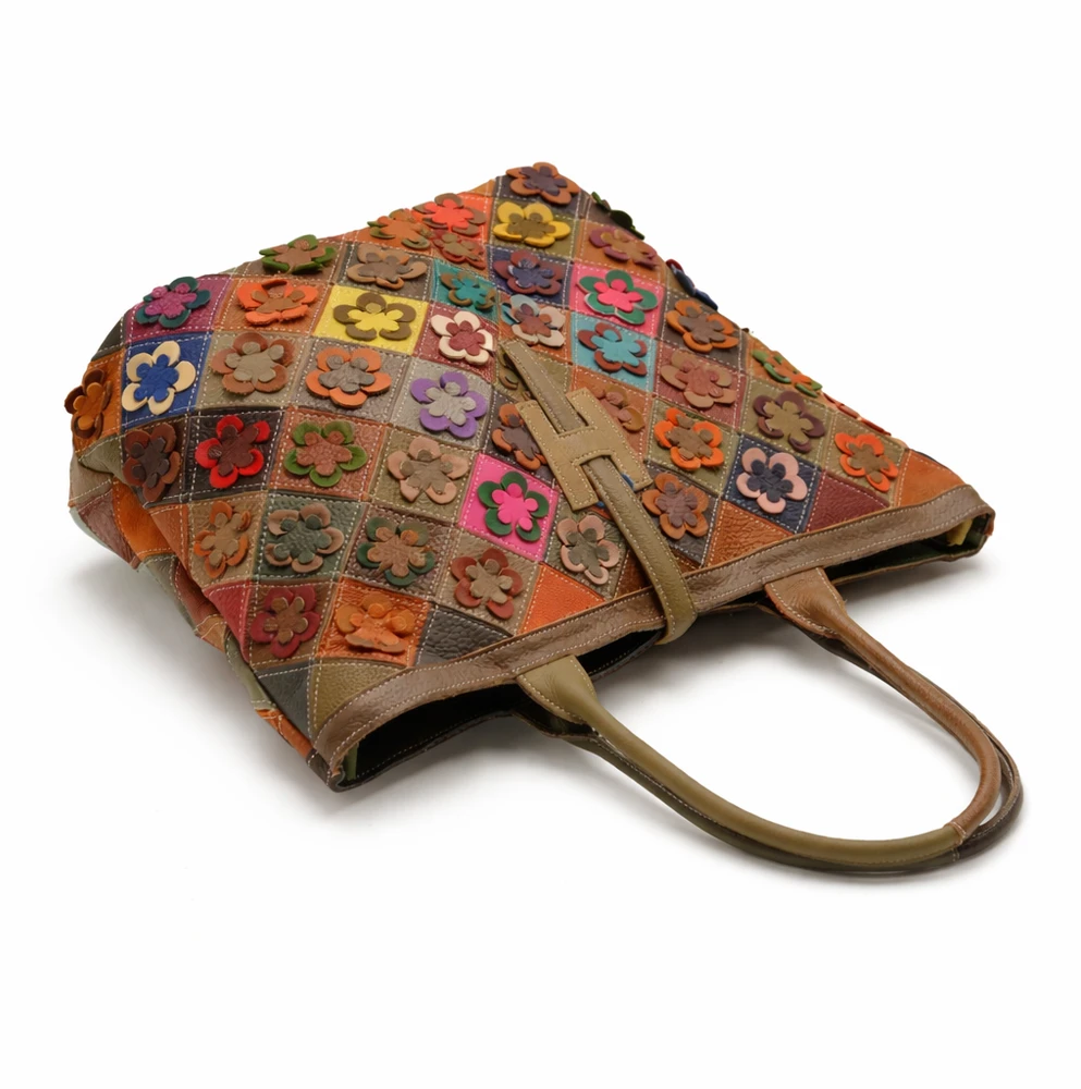 Magic Bags shopperbag damska skóra naturalna A4 kolorowa mozaika 2 skyriai