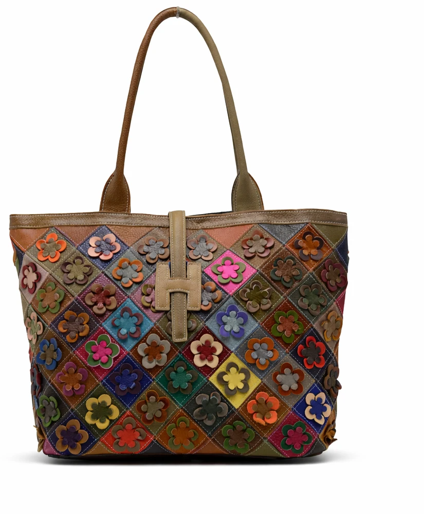 Magic Bags shopperbag damska skóra naturalna A4 kolorowa mozaika 2 skyriai