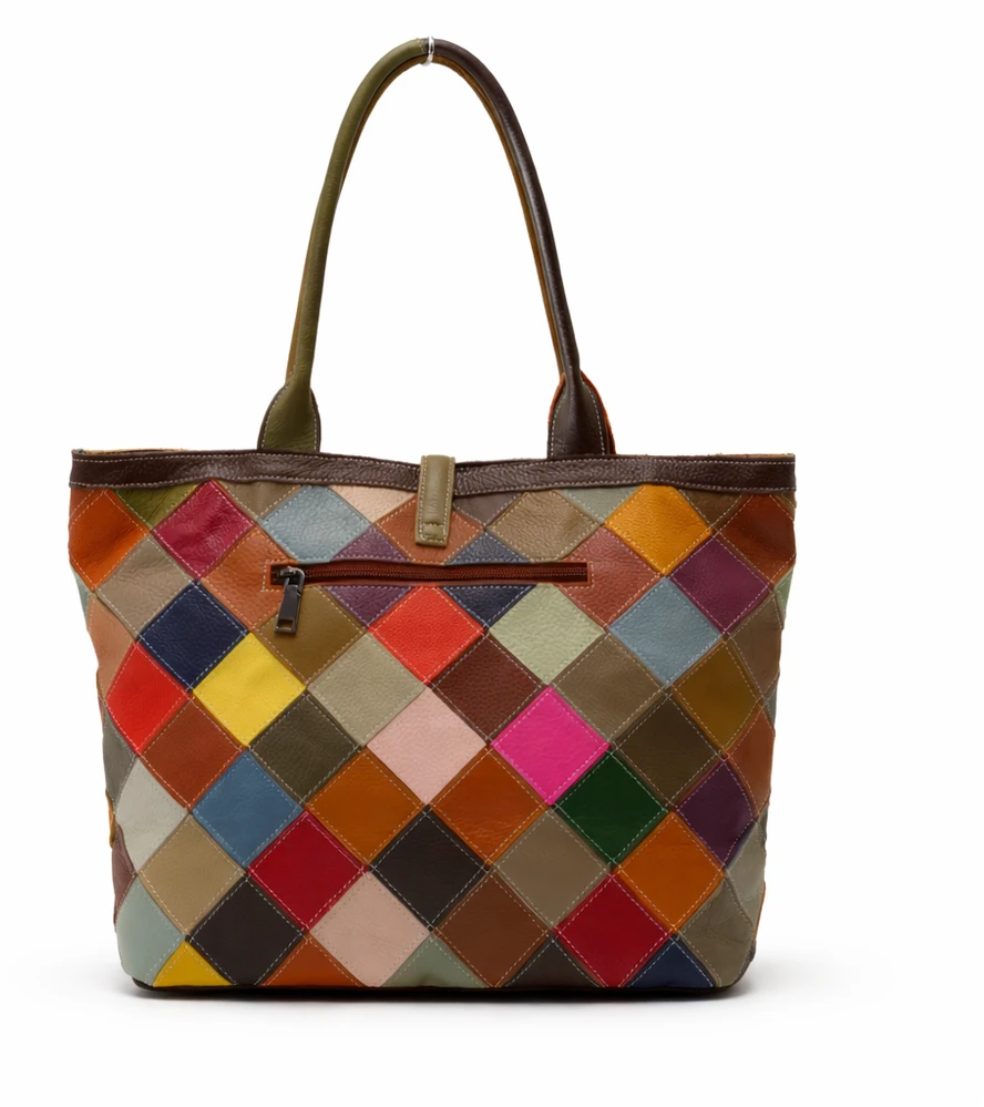 Magic Bags shopperbag damska skóra naturalna A4 kolorowa mozaika 2 skyriai