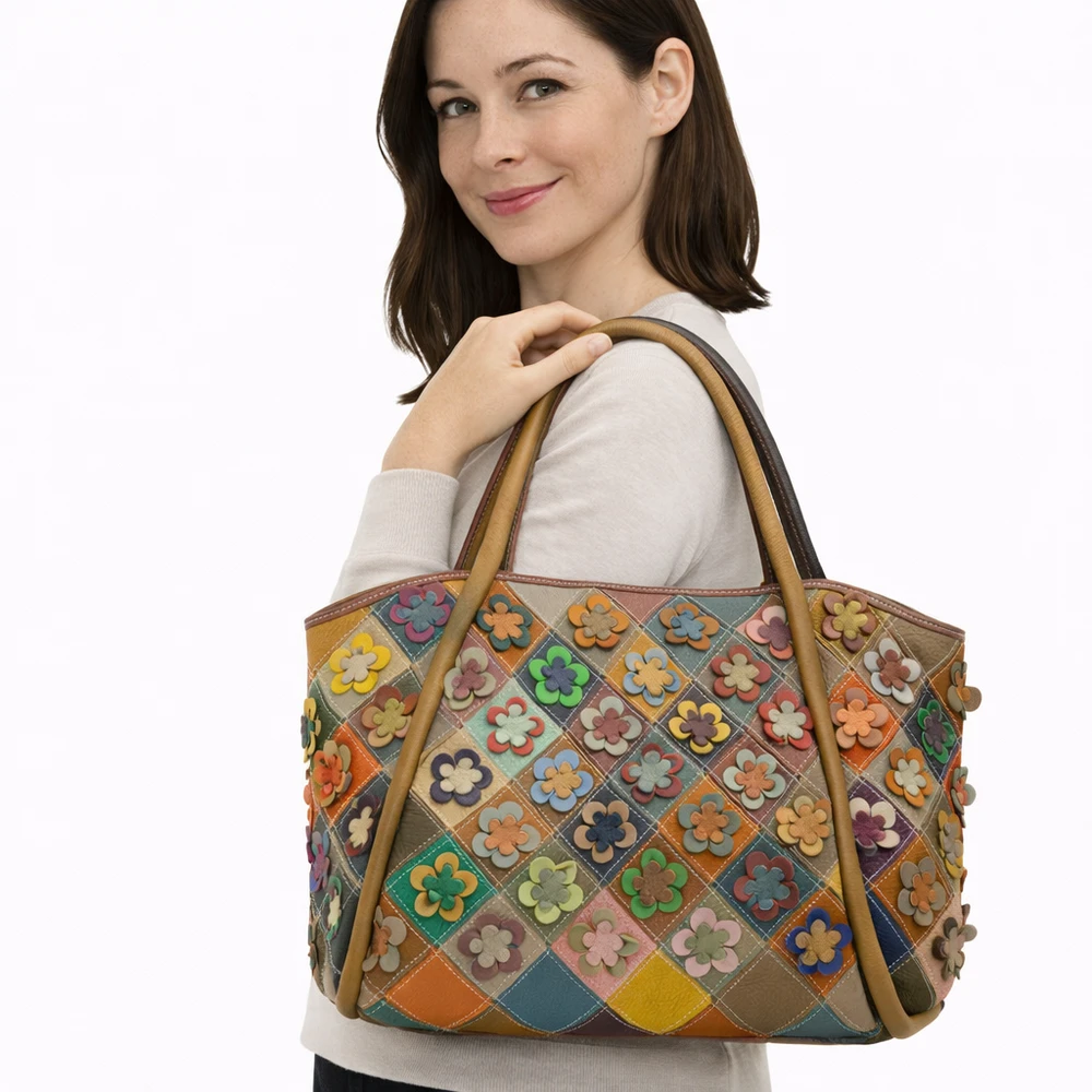Magic Bags shopperbag kuferek damski skóra naturalna kolorowa mozaika