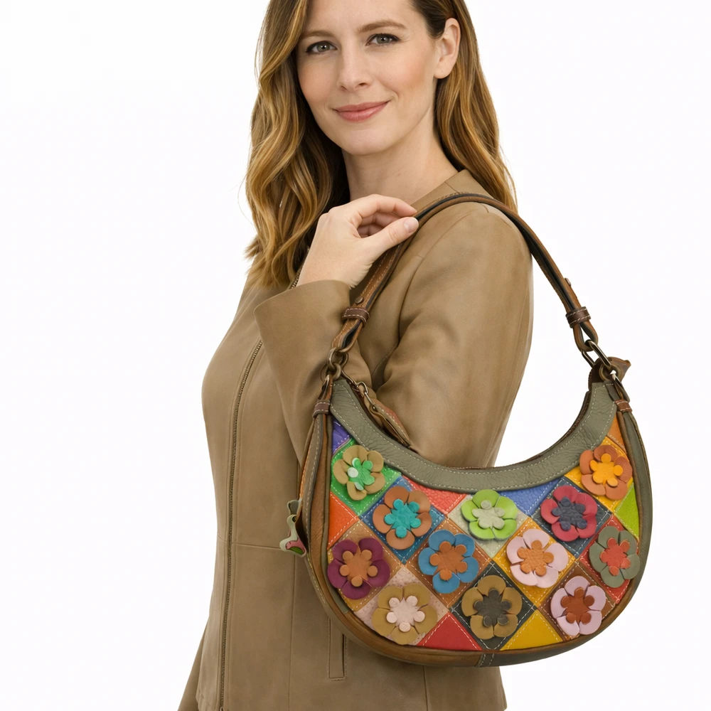 Magic Bags torebka damska skórzana kolorowa mozaika shopperbag na ramię