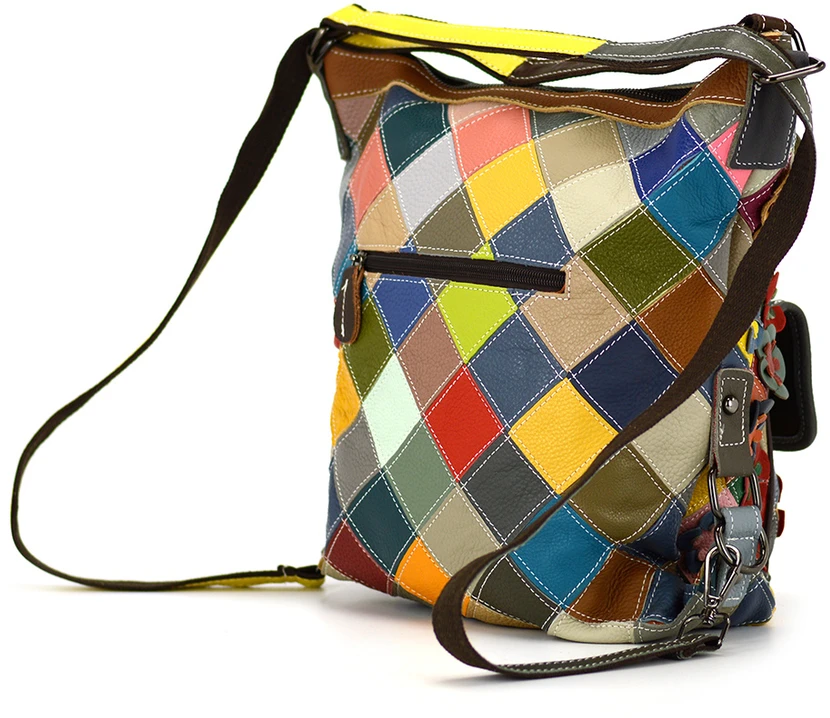 Magic Bags torebka plecak damska A4 skórzana kolorowa mozaika shopperbag