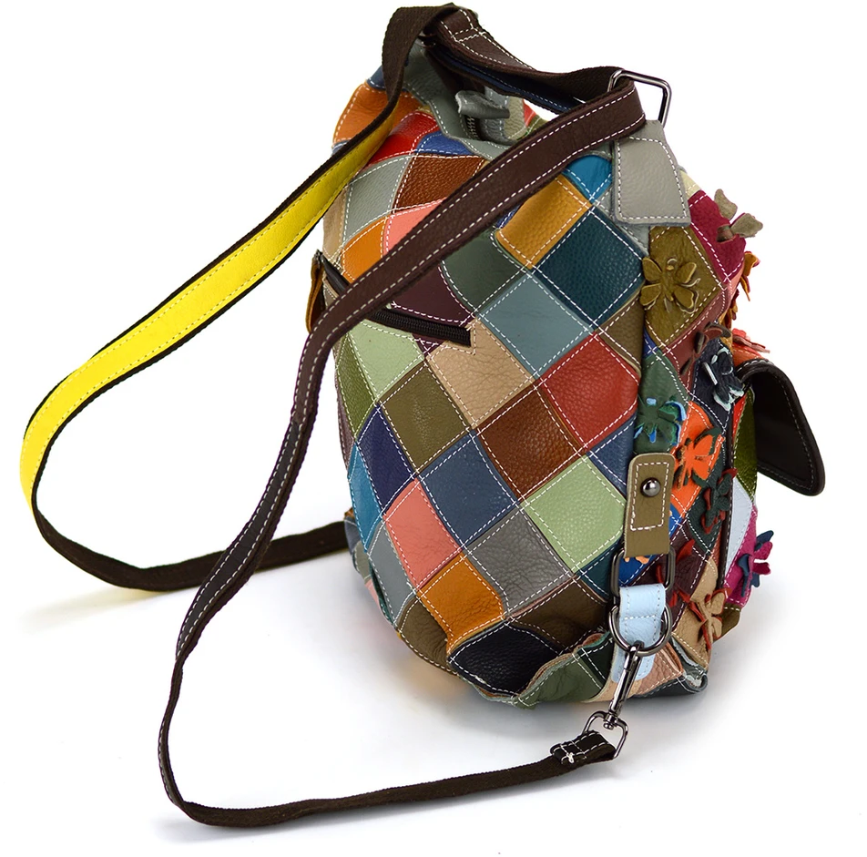 Magic Bags torebka plecak damska A4 skórzana kolorowa mozaika shopperbag