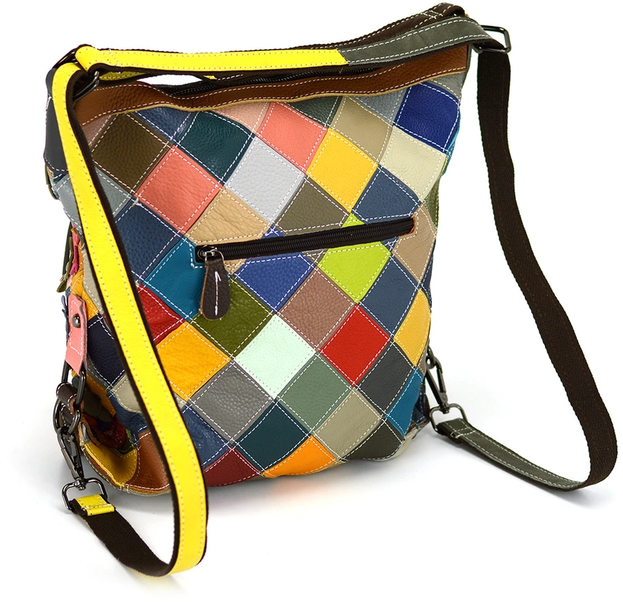 Magic Bags torebka plecak damska A4 skórzana kolorowa mozaika shopperbag