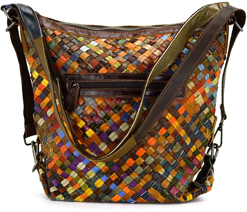 Magic Bags torebka plecak damska A4 skórzana kolorowa mozaika shopperbag