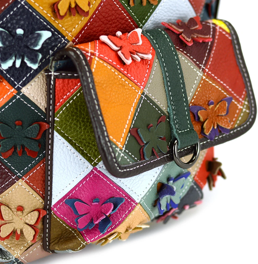 Magic Bags torebka plecak damska A4 skórzana kolorowa mozaika shopperbag