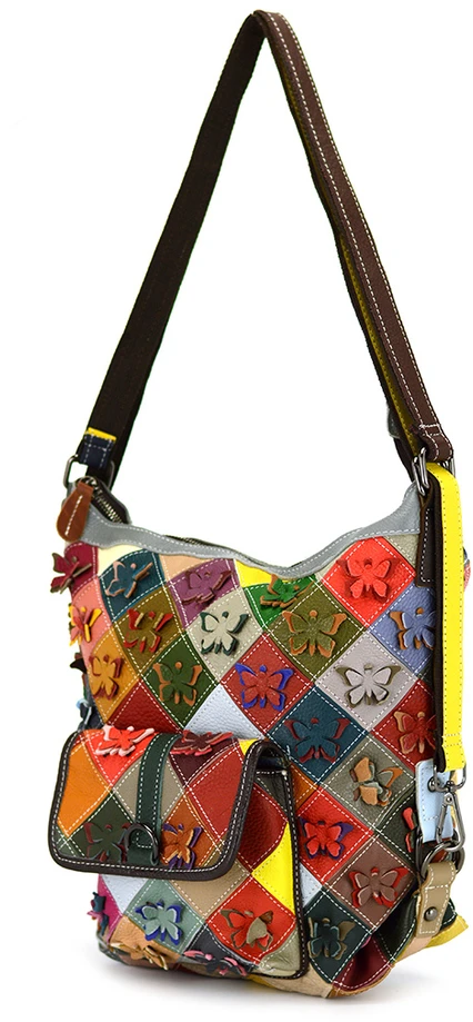 Magic Bags torebka plecak damska A4 skórzana kolorowa mozaika shopperbag