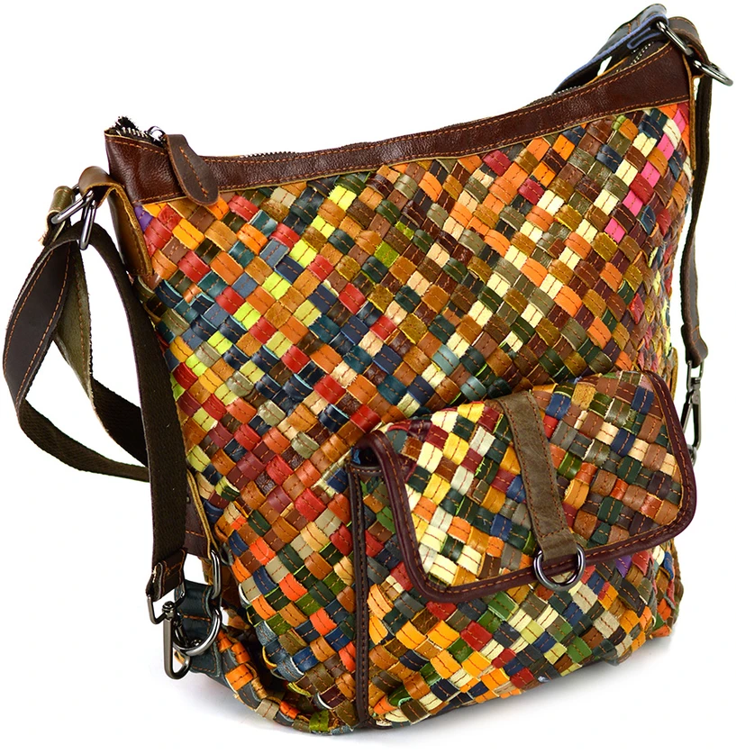 Magic Bags torebka plecak damska A4 skórzana kolorowa mozaika shopperbag