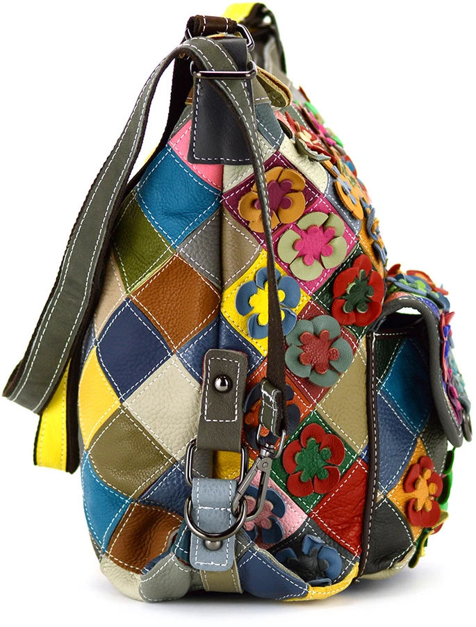 Magic Bags torebka plecak damska A4 skórzana kolorowa mozaika shopperbag