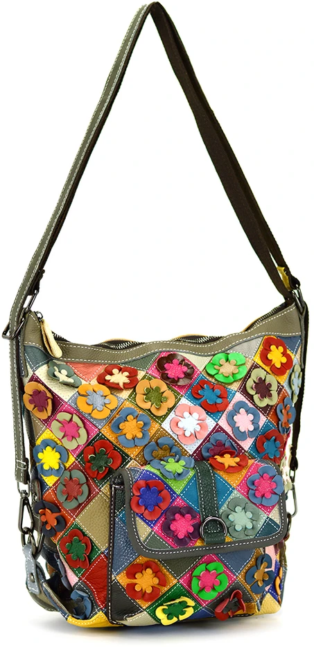 Magic Bags torebka plecak damska A4 skórzana kolorowa mozaika shopperbag