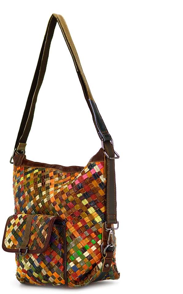 Magic Bags torebka plecak damska A4 skórzana kolorowa mozaika shopperbag
