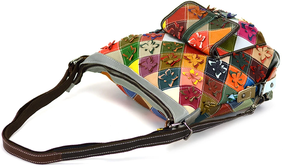 Magic Bags torebka plecak damska A4 skórzana kolorowa mozaika shopperbag