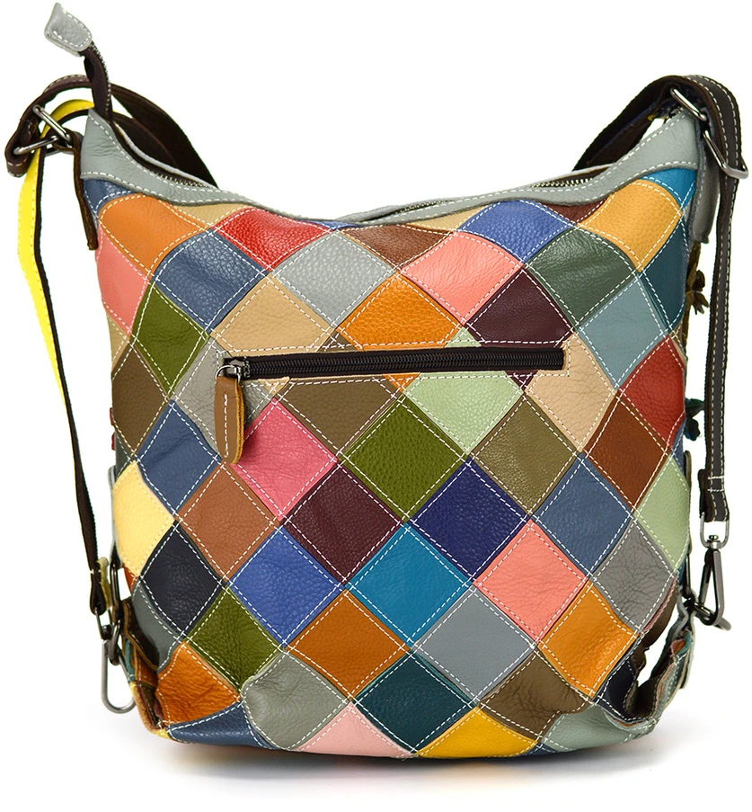 Magic Bags torebka plecak damska A4 skórzana kolorowa mozaika shopperbag